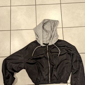 Lightweight black and grey windbreaker